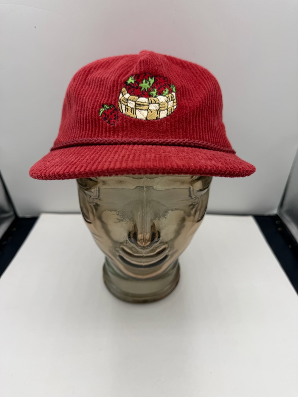 SNAG Red‎ Corduroy Basket of Strawberries Rope Hat